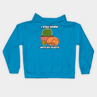 Golden Ball Succulent and Sleepy Cat Stay Home with plants Kids Hoodie